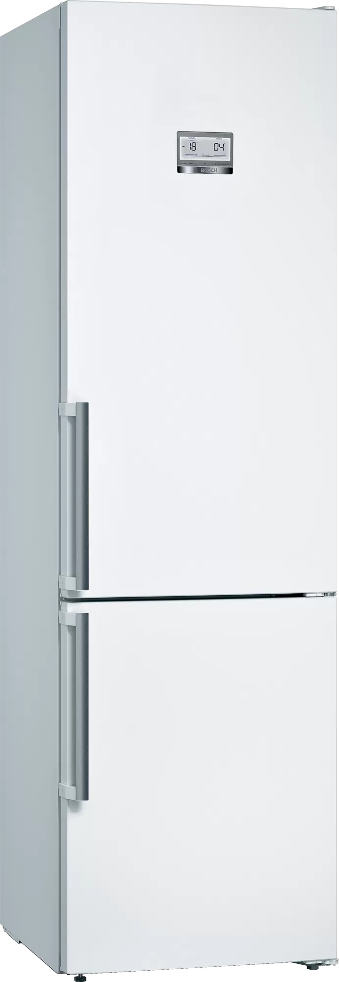 Frigorífico combi Bosch KGN39AWEP, 203 x 60 x 66 cm, No Frost, clase E, 238 kWh año, 39dB, 368 litros, reversible, display, blanco